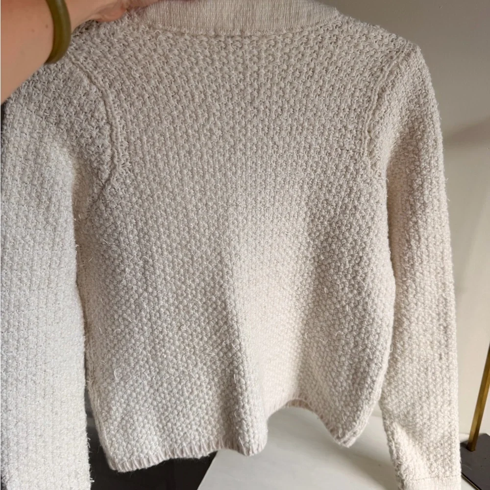 Sandro Ivory Textured Open-Front Bouclé Cardigan - Picture 9 of 9